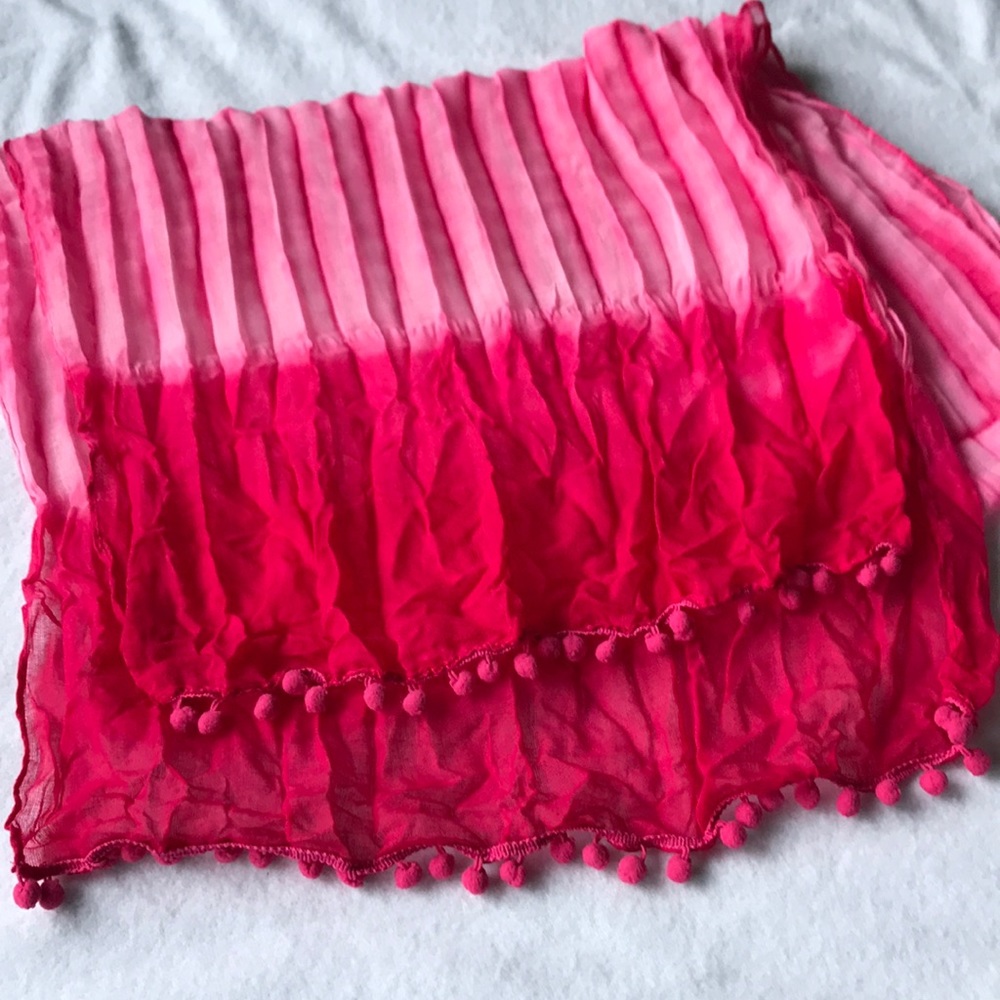 Ombré Pink Pom Pom Scarf